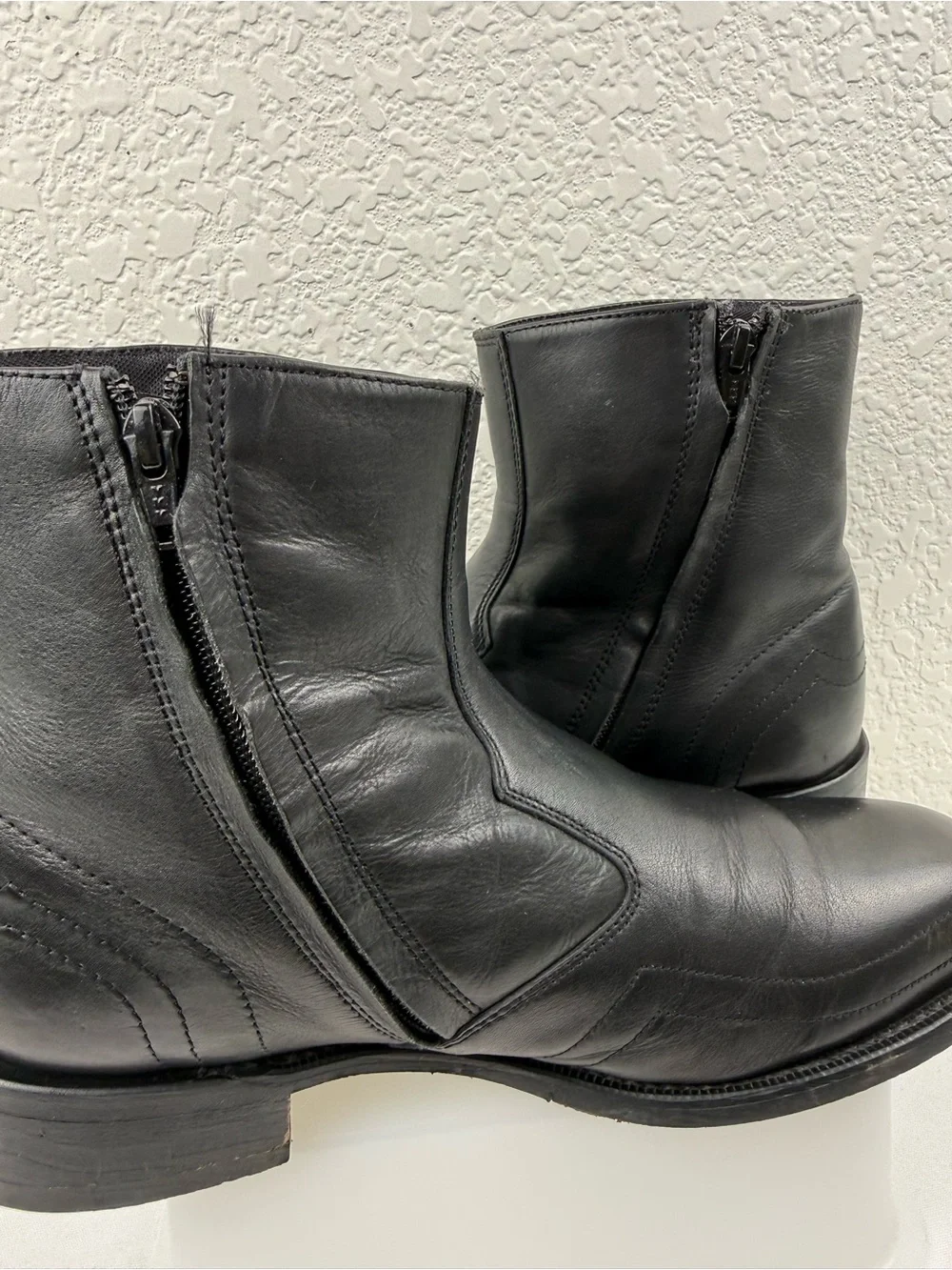 Laredo Hoxie 62009 Western Ankle Boots | Black Leather | Side Zip | Men's 10D